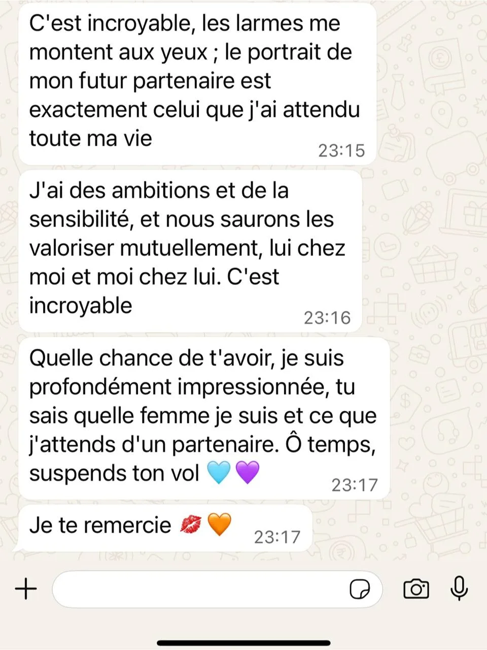 Avis d’une cliente sur le portrait de son futur partenaire