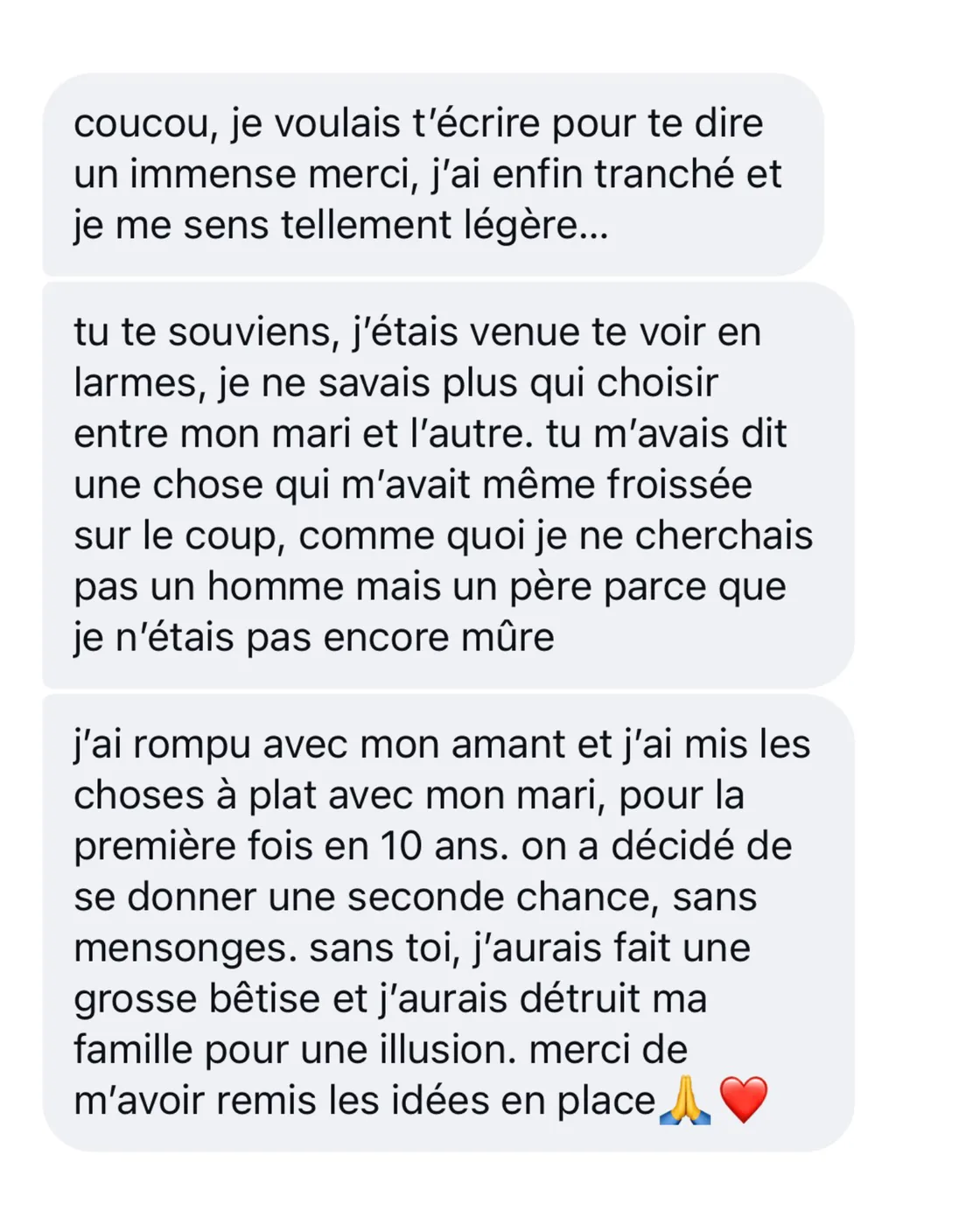 Avis d’une cliente sur la seconde chance donnée à son couple
